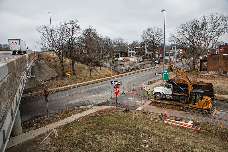 The sinkhole encompasses a significant part of the off ramp. - ZACHARY LINHARES