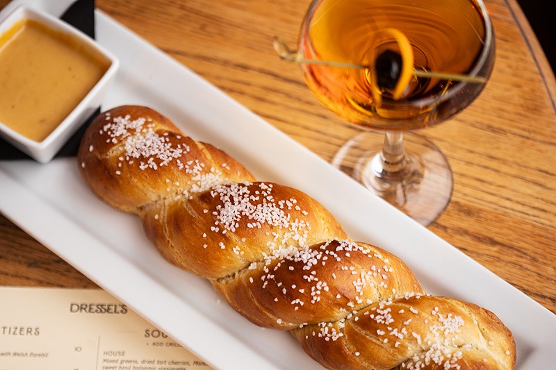 Dressel's pretzel, shown with the Welsh rarebit, is justly legendary. - MABEL SUEN