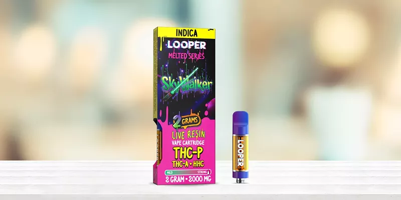 Looper Melted Series THCA live resin vape cartridge for potent stress relief.