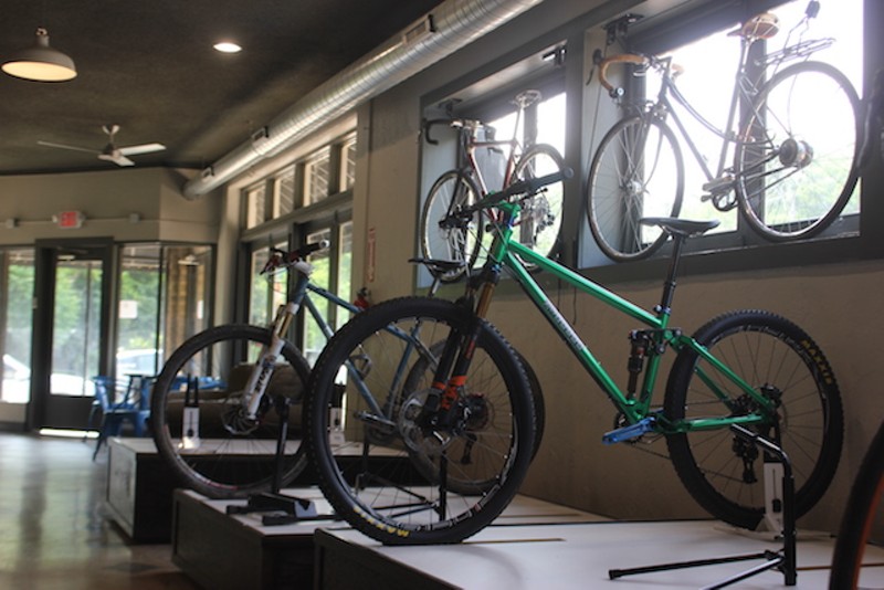 Some of Gerhardt's custom bikes are on display — and for sale. - PHOTO BY SARAH FENSKE