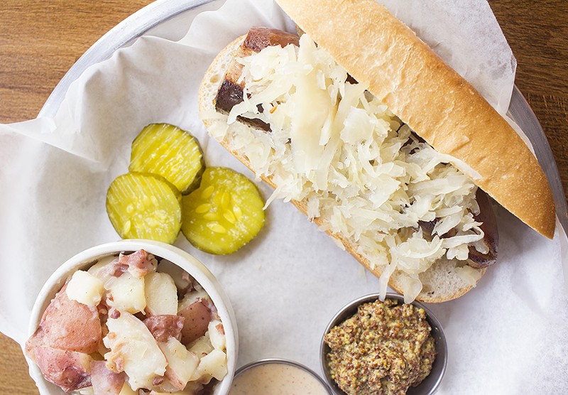 The "Killer Hoagie" is served with German-style potato salad, whole-grain mustard and horseradish sauce. - PHOTO BY MABEL SUEN