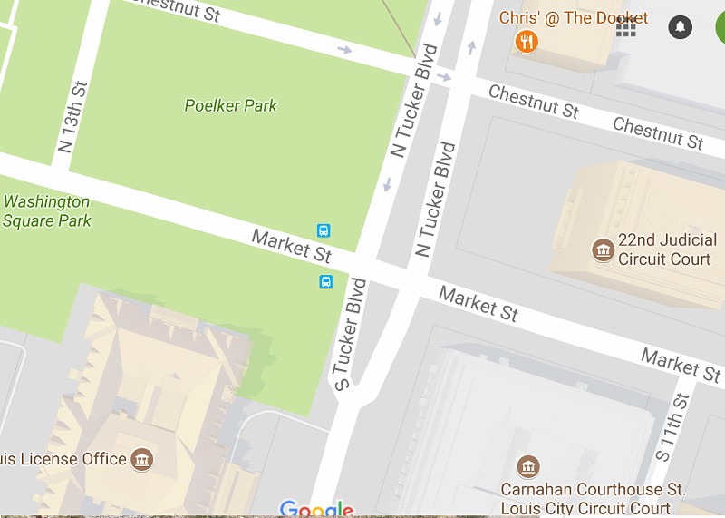 A section of Poelker Park will be set aside for protests following the Jason Stockley verdict, Mayor Lyda Krewson says. - Image via Google Maps