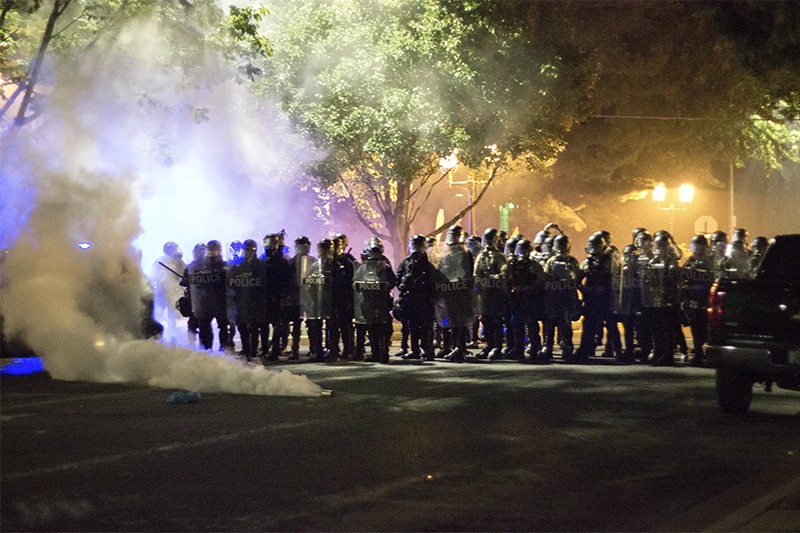 Police dropped tear gas canisters in the Central West End around 10 p.m. on Friday, September 15. - Photo by Danny Wicentowski
