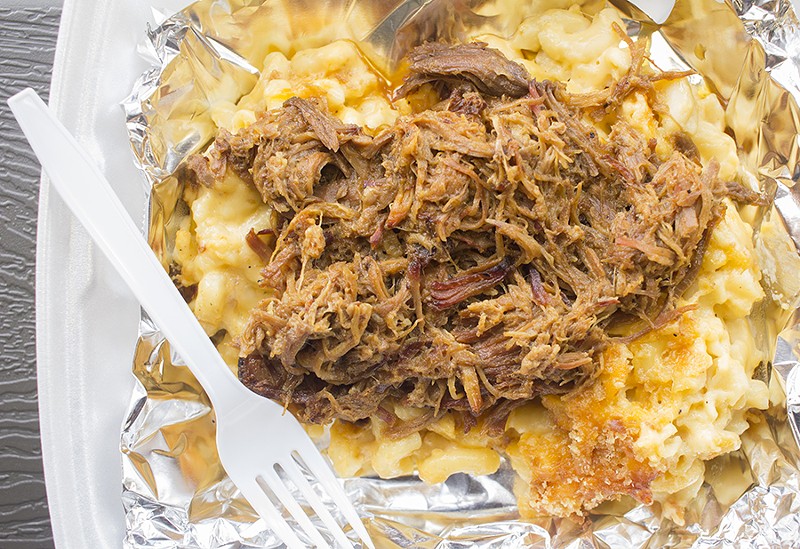 You can get your mac and cheese topped with pulled pork. - MABEL SUEN