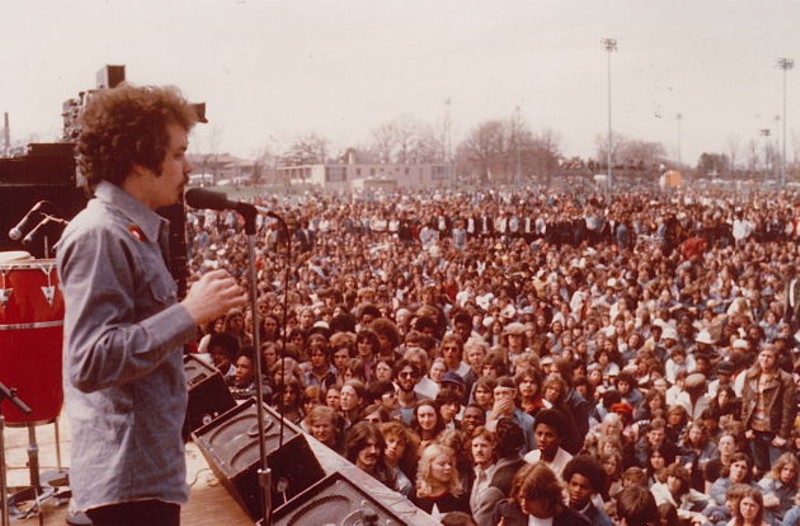 A scene from KSHE's 1974 Kite Fly, a huge event in Forest Park during KSHE's early days, at which then up-and-coming act KISS performed. - Photo via Marquee Media and Marketing