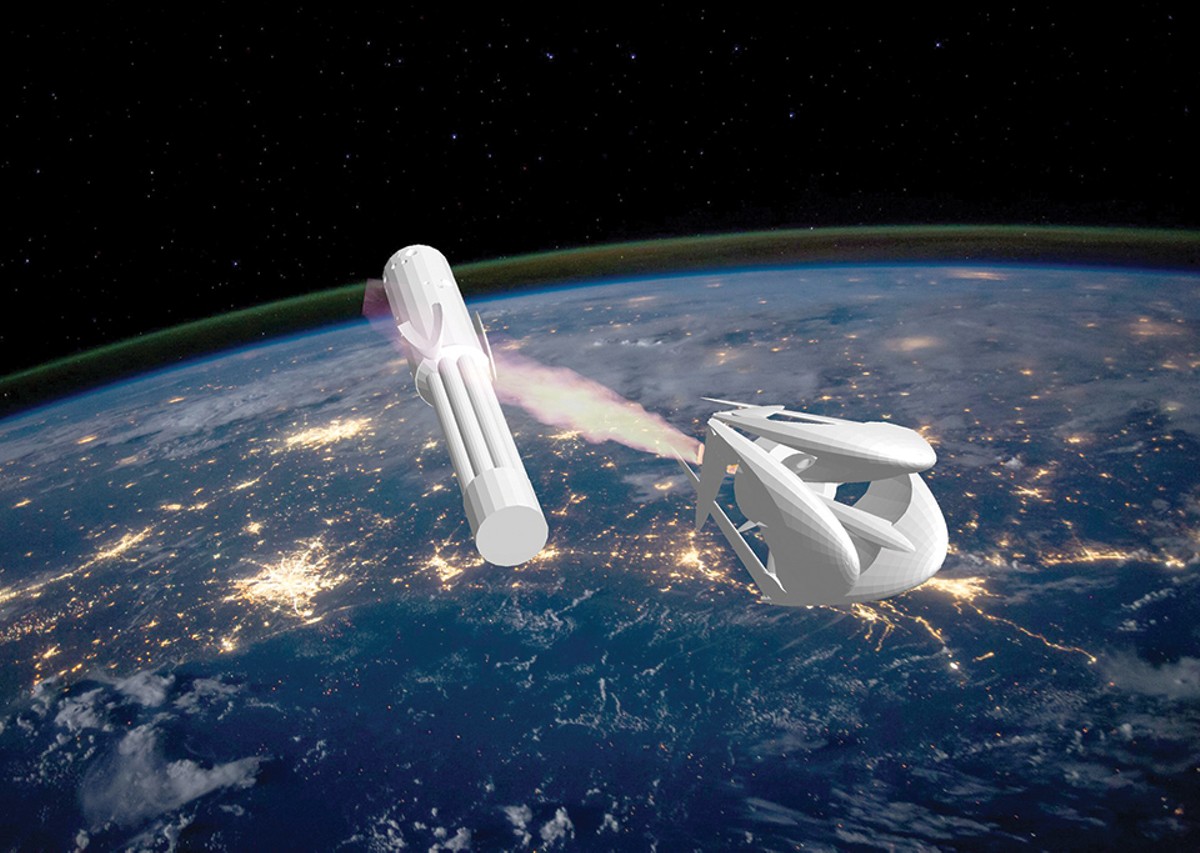 Brian Stofiel's plastic rockets are born on a 3-D printer and destined for space.