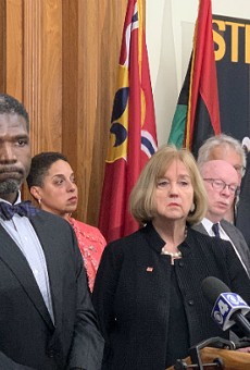 Dr. Fredrick Echols and Mayor Lyda Krewson, photographed on March 12 at news conference on COVID-19.