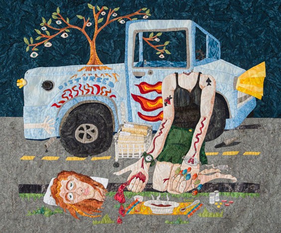 Kathy Nida&rsquo;s SpreadOutOnthePavement makes a bold statement at the Quilt National 2013, opening at the Saint Louis University Museum of Art on Friday, September 20.