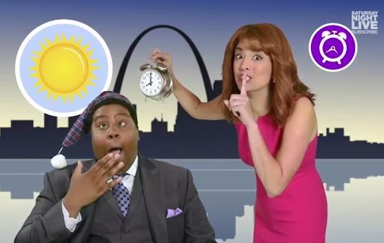Keenan Thompson and Cecily Strong as Channel 4 morning hosts. - YOUTUBE SCREENGRAB
