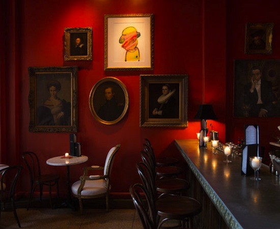 ONE WALL OF THE BAR LES FR&Egrave;RES DINING ROOM | JENNIFER SILVERBERG