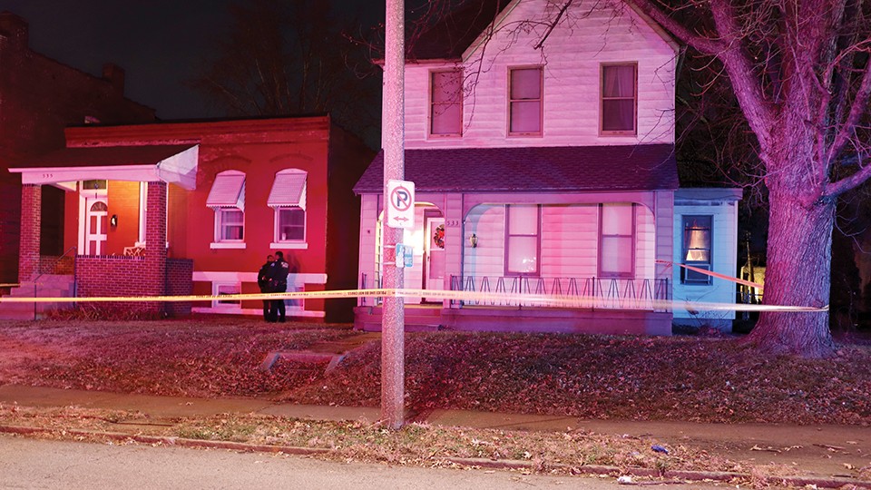 The scene at the gangway on the night of the shooting. - ST. LOUIS METROPOLITAN POLICE