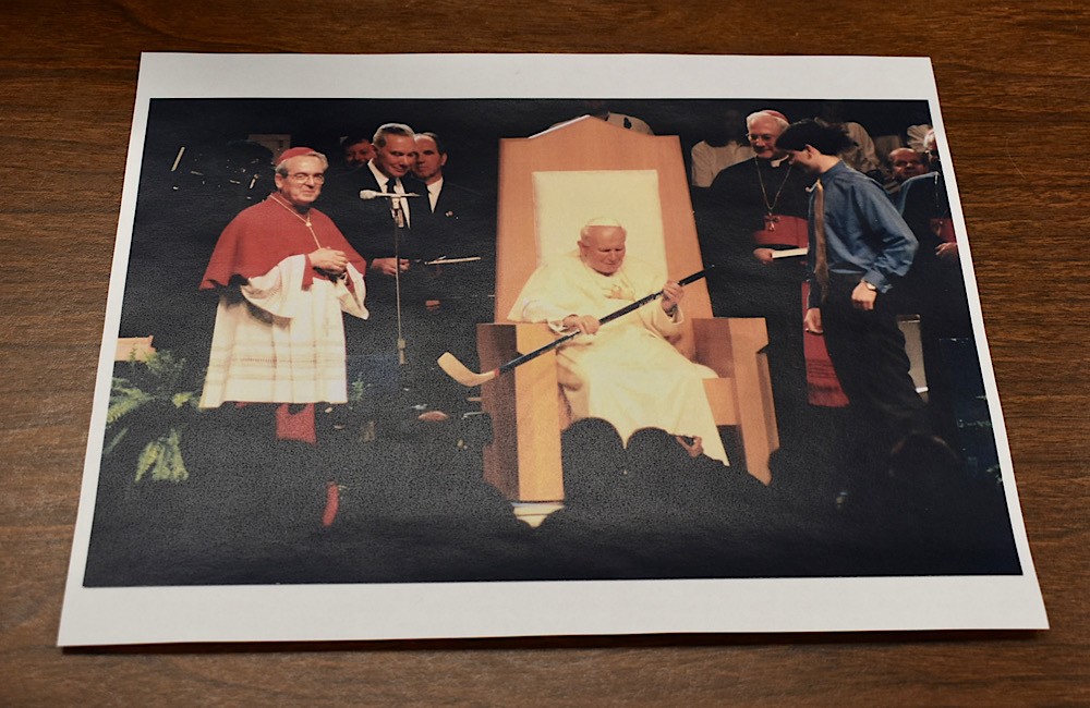 During a visit to St Louis in 1999, the St. Louis Blues gave Pope John Paul II a hockey stick signed by the entire team.