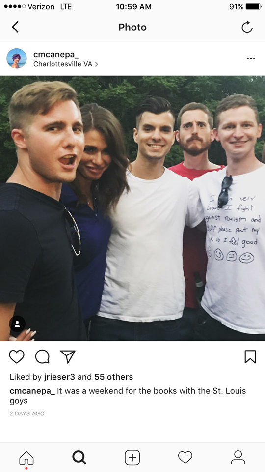 Clark Canepa, center, in a Charlottesville Instagram post with Zach Morley, far left. - IMAGE VIA INSTAGRAM