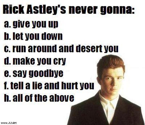Official Rick Roll Lyrics (Never Gonna Give You Up - Rick Astley) 