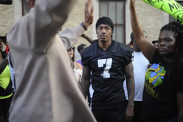 Nick Cannon Protests In St. Louis Wearing Colin Kaepernick Jersey