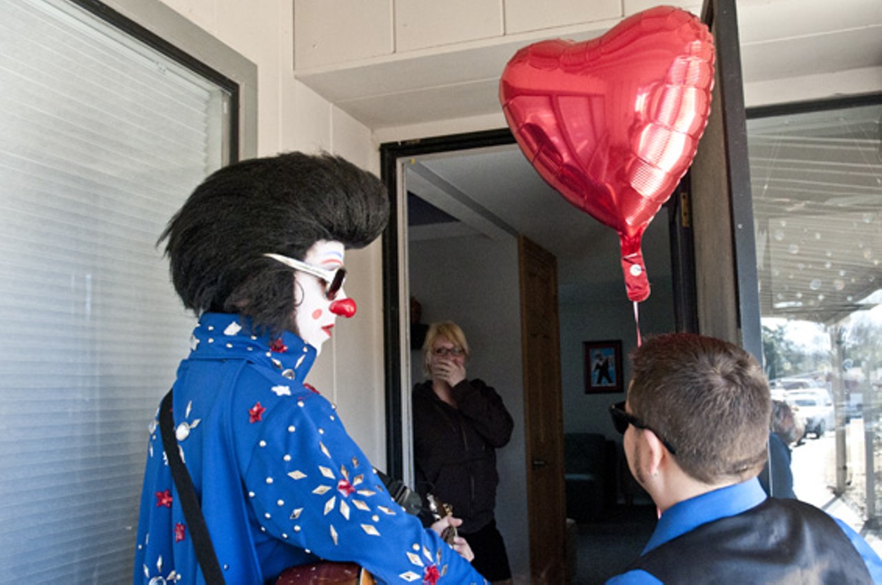 Clownvis' Valentine's telegrams are home surprises just as much as they are workplace surprises.