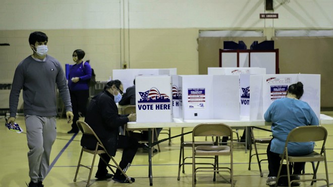 Voters casting their ballots before polls closed on Election Day.