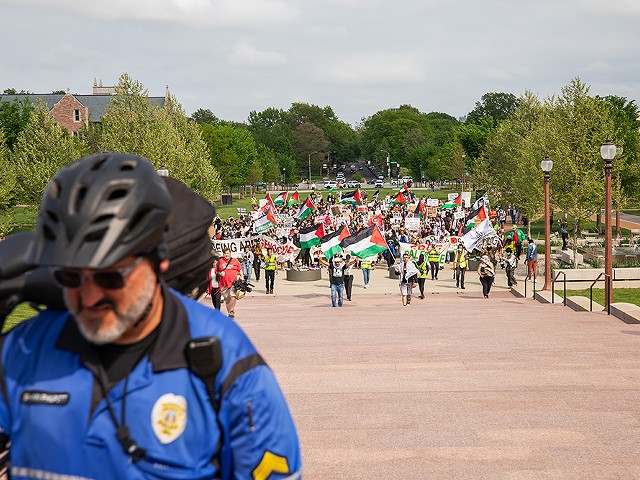 A protest on the Wash U campus on Saturday, April 27, has led to administrators to take security measures that include fencing off the campus and requiring ID before people enter.