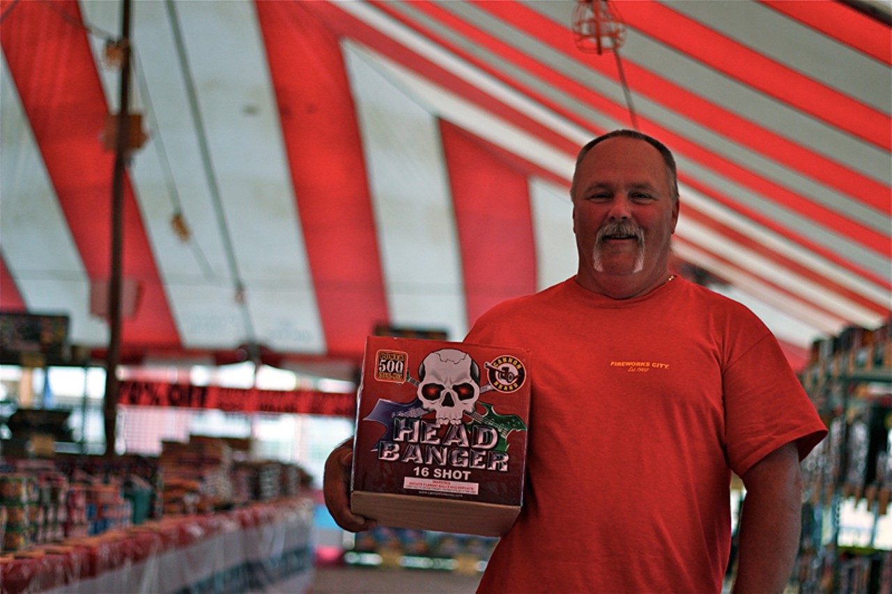 Robert Bruce likes to blowup the Head Banger. Bruce has been at Fireworks City for at least eight years.