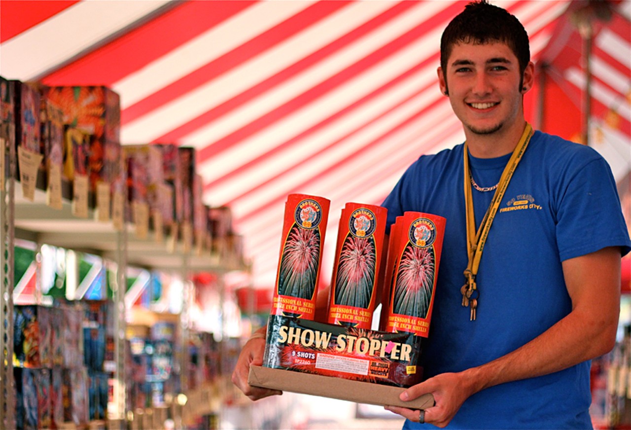 Ty Dinwiddie's favorite firework is the Show Stopper. Dinwiddie has worked at the fireworks stand for seven years.