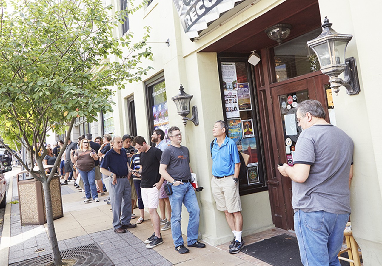 Fans line up outside Euclid Records.