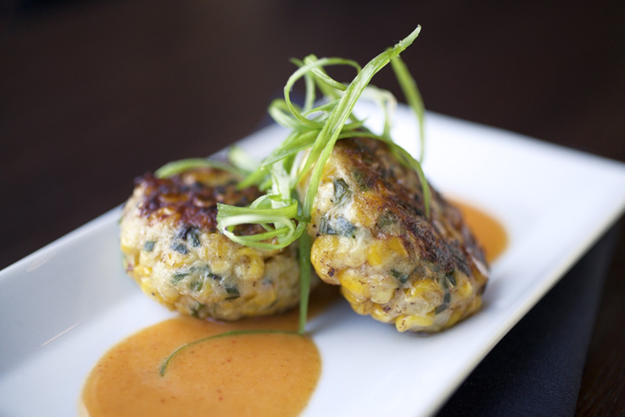 Sanctuaria&rsquo;s Crab Cakes are served with chipotle buerre blanc. The menu also suggests pairing these with the Vina Mayor Verdejo.