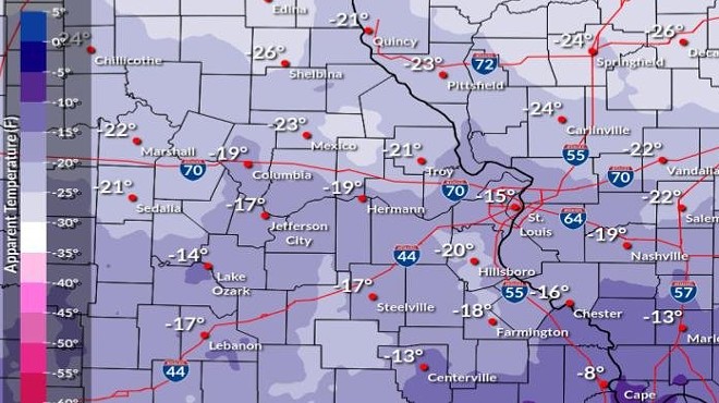 St. Louis Weather Forecast Predicts -30 Wind Chills Again Tonight